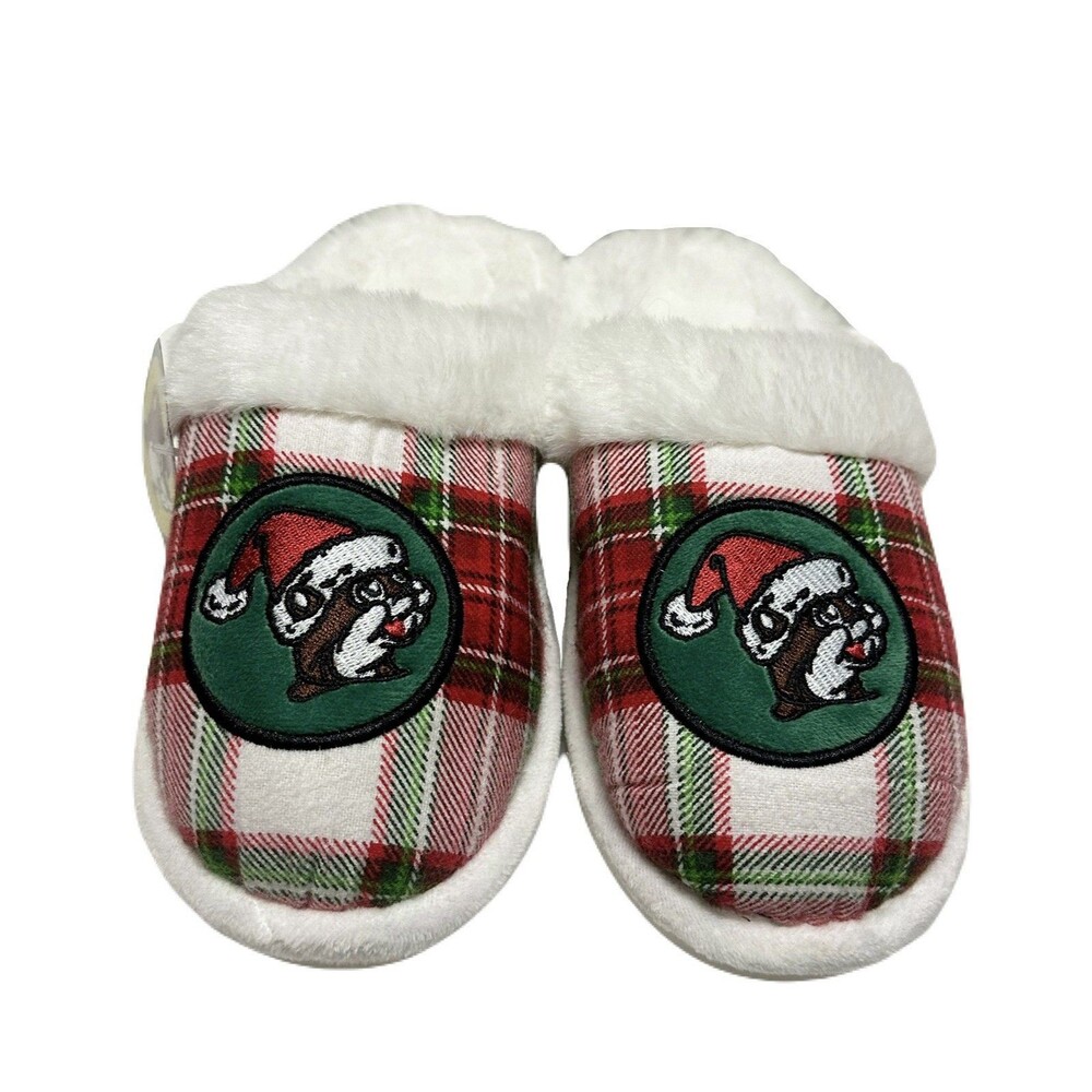 NEW Buc-ee's Womens Size 6-7 Plush Christmas Slippers Cozy Red & Green Plaid - Picture 3 of 6